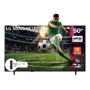 Vista frontal de TV LG NANO 4K UHD AI NU85 de 50 pulgadas 2026 50NU850BPSA